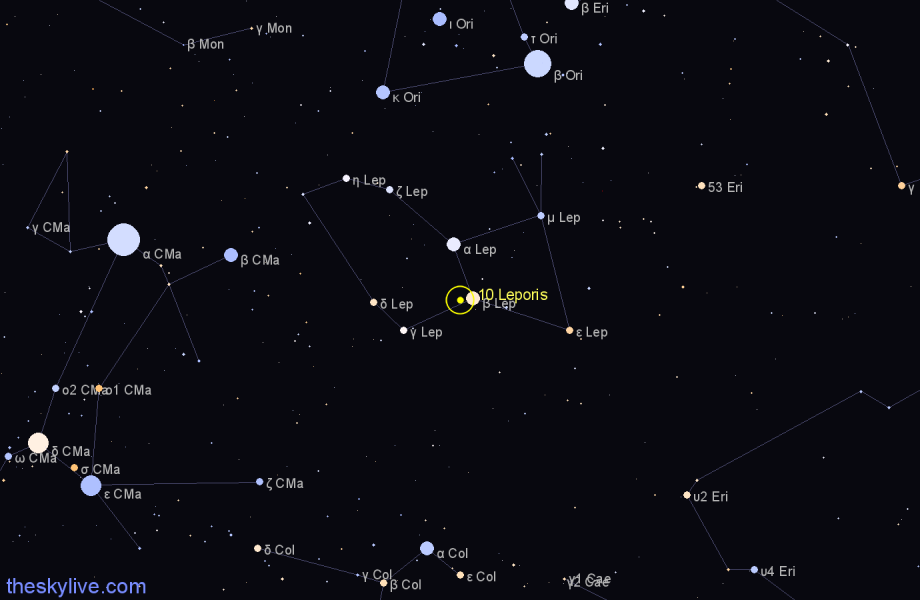 Finder chart 10 Leporis star