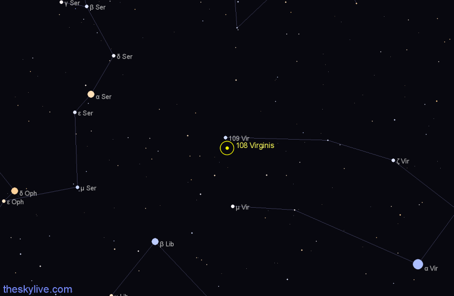 Finder chart 108 Virginis star
