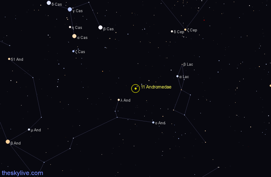 Finder chart 11 Andromedae star