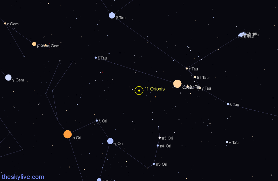 Finder chart 11 Orionis star