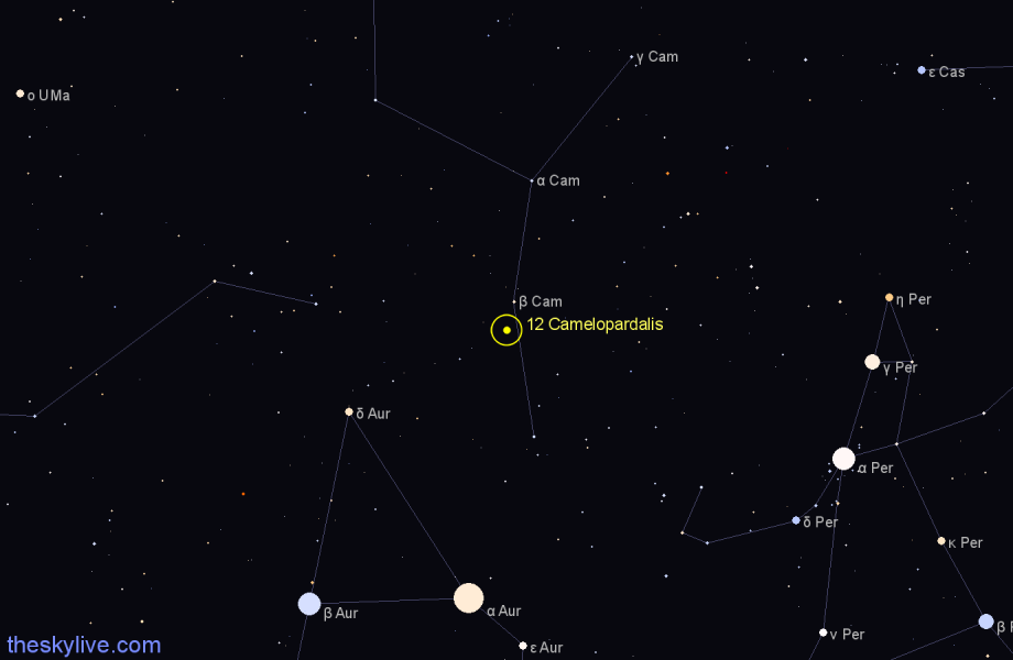 Finder chart 12 Camelopardalis star