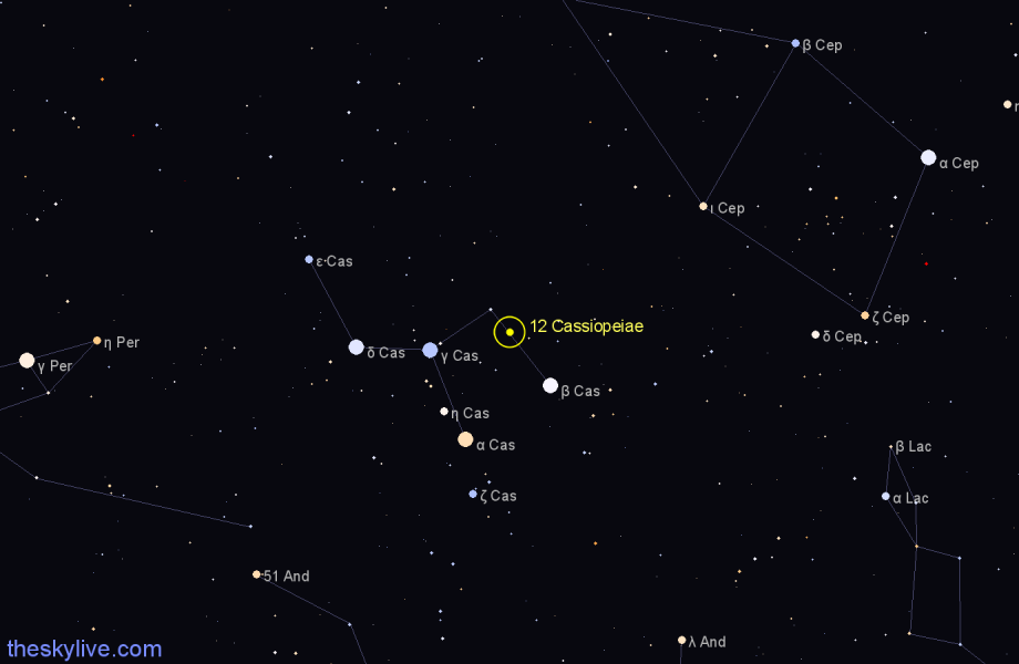 Finder chart 12 Cassiopeiae star