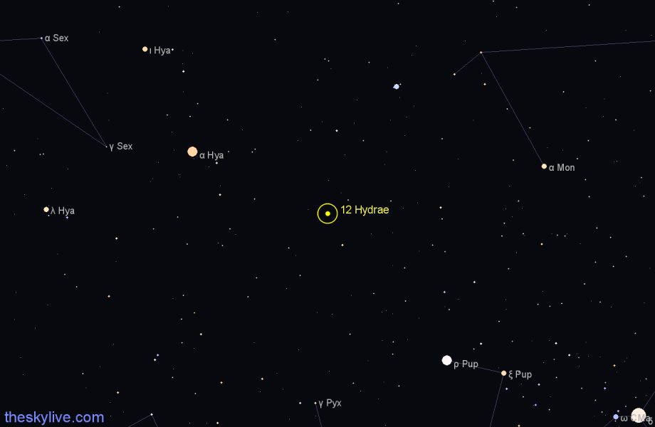 Finder chart 12 Hydrae star