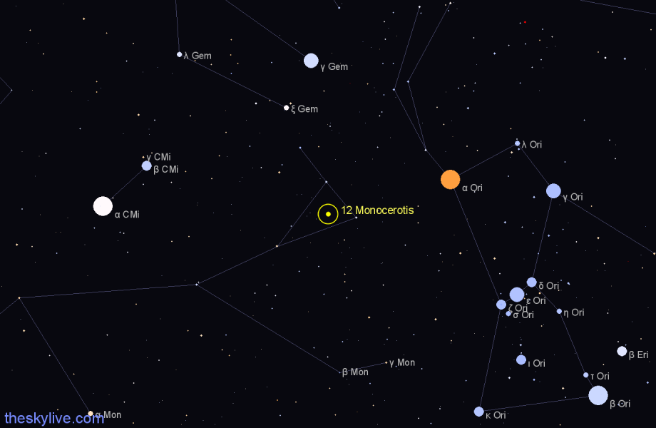 Finder chart 12 Monocerotis star