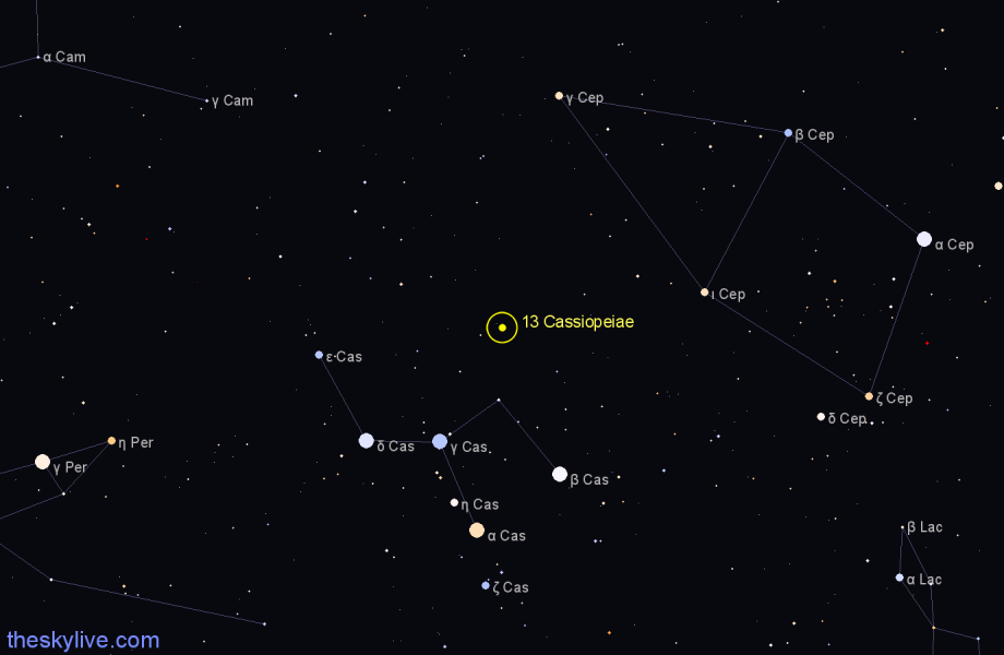 Finder chart 13 Cassiopeiae star