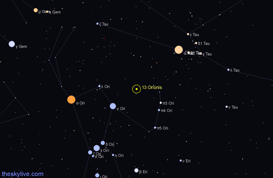 Finder chart 13 Orionis star