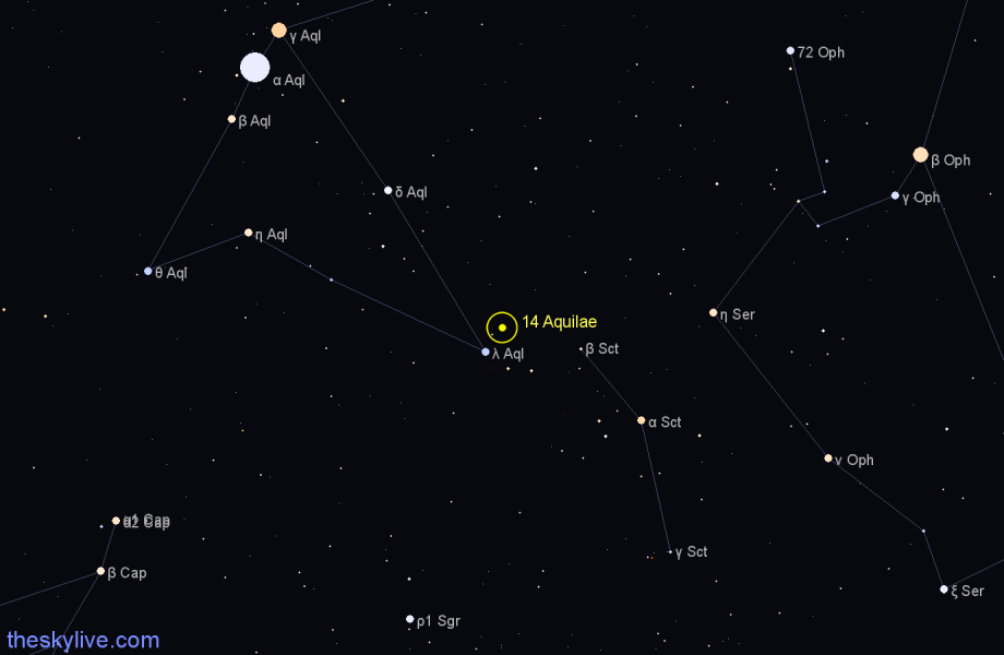 Finder chart 14 Aquilae star