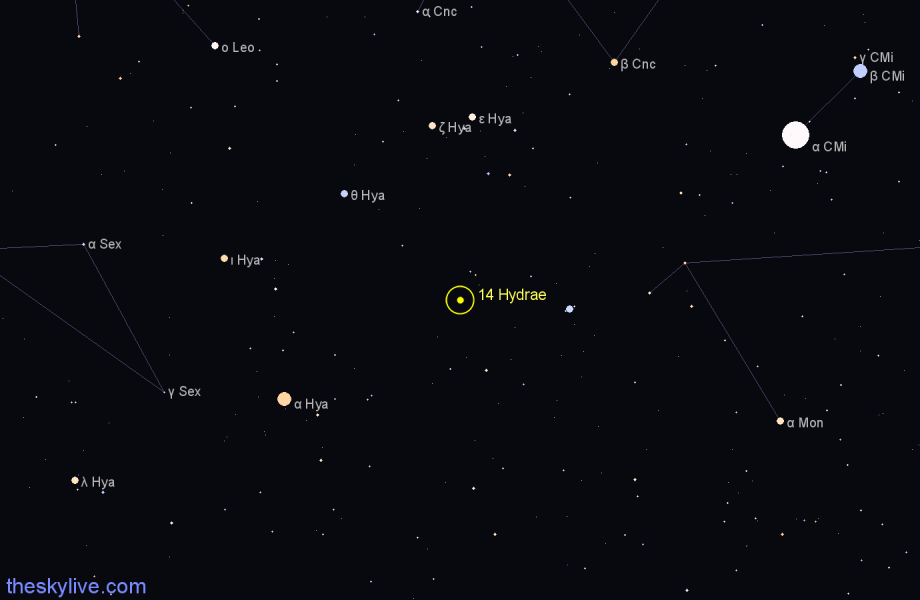 Finder chart 14 Hydrae star