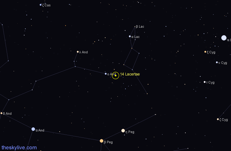 Finder chart 14 Lacertae star