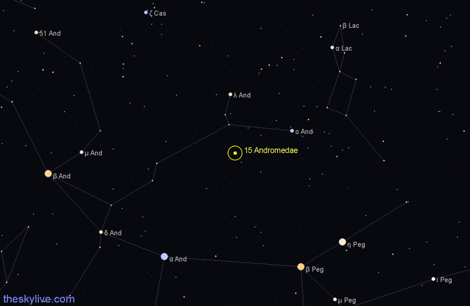 Finder chart 15 Andromedae star