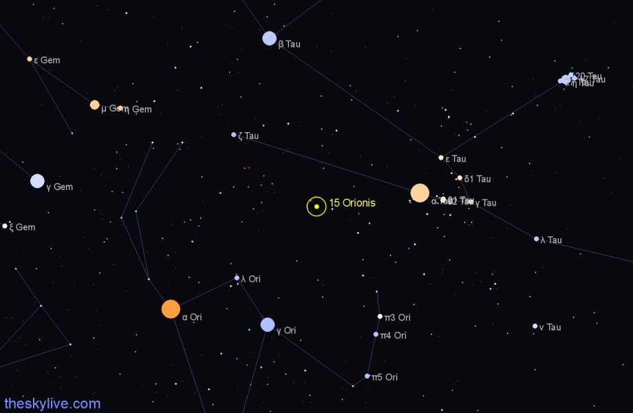 Finder chart 15 Orionis star