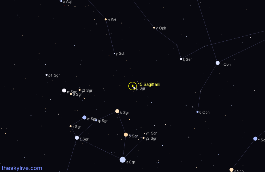 Finder chart 15 Sagittarii star