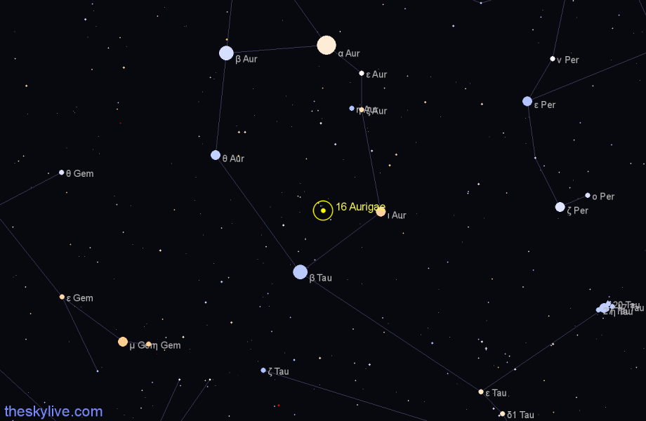 Finder chart 16 Aurigae star