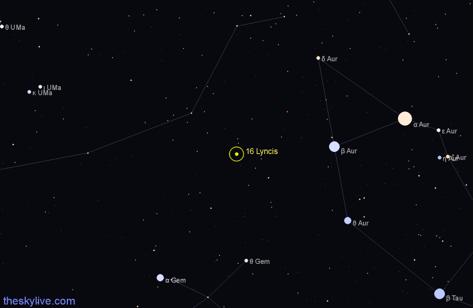 Finder chart 16 Lyncis star