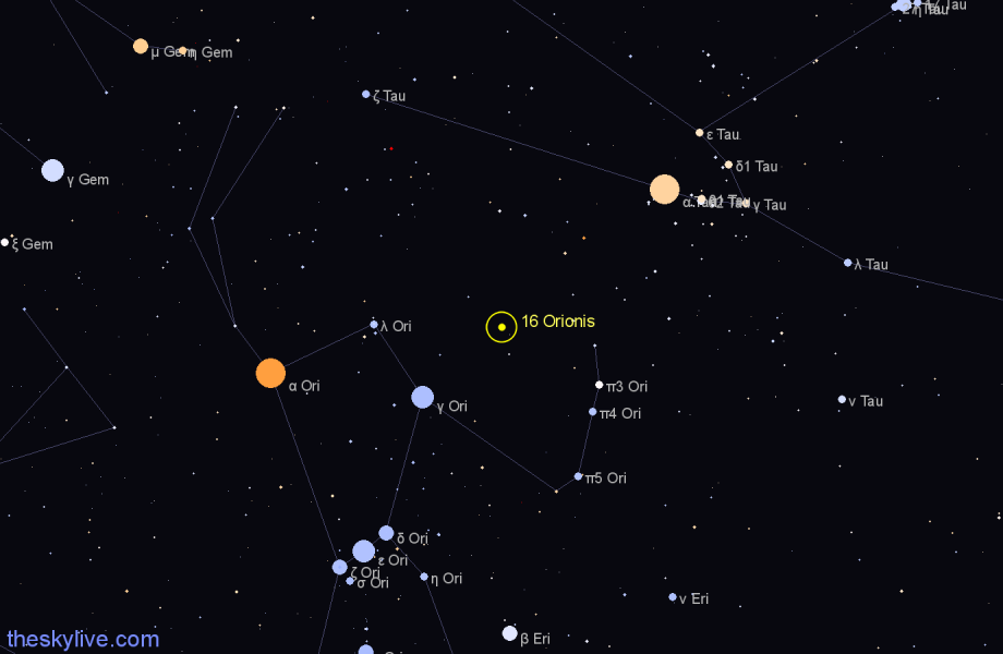 Finder chart 16 Orionis star