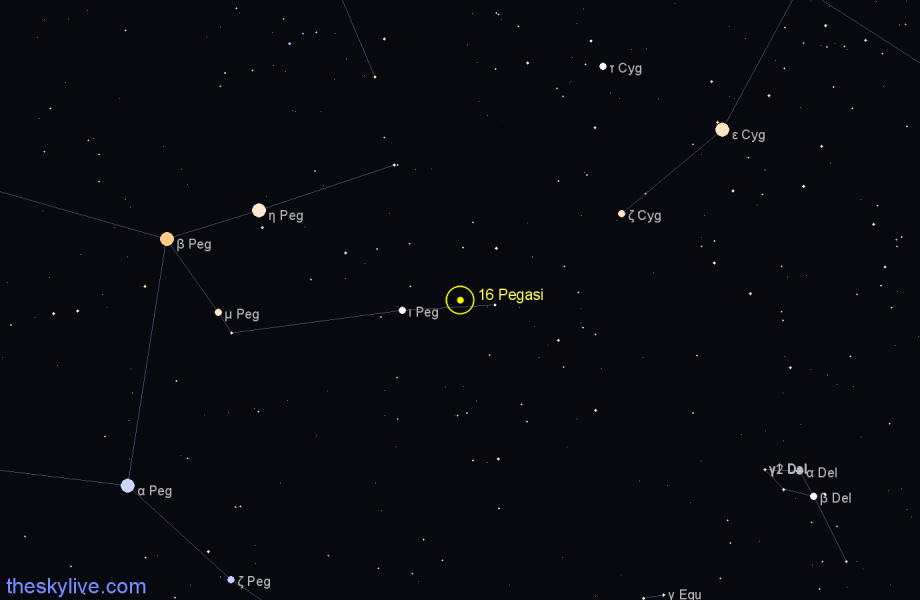 Finder chart 16 Pegasi star