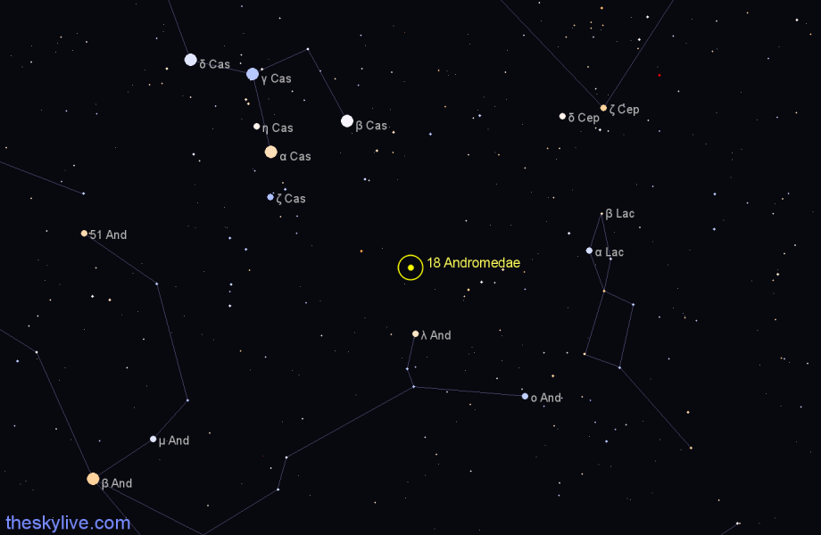 Finder chart 18 Andromedae star