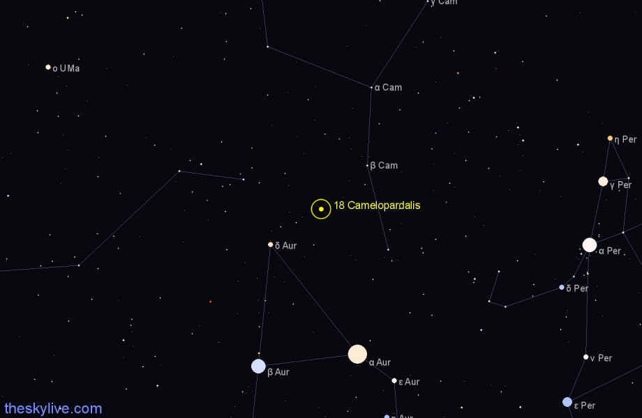 Finder chart 18 Camelopardalis star