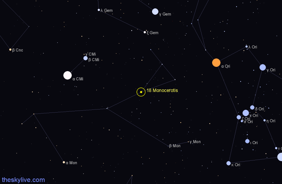 Finder chart 18 Monocerotis star