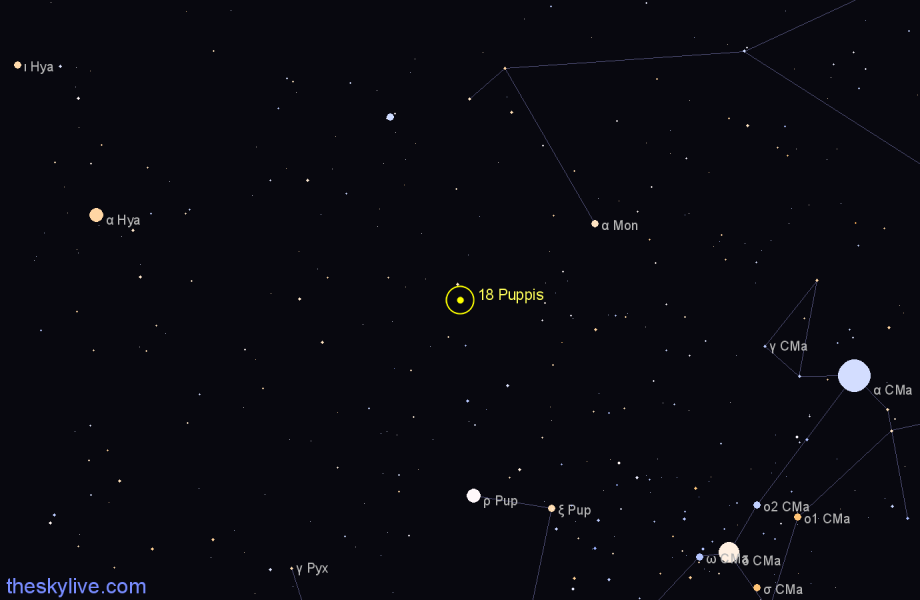 Finder chart 18 Puppis star