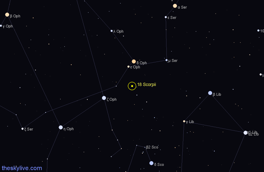 Finder chart 18 Scorpii star