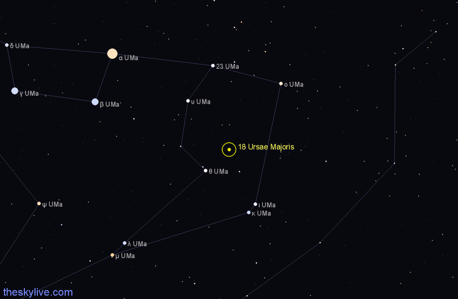 Finder chart 18 Ursae Majoris star