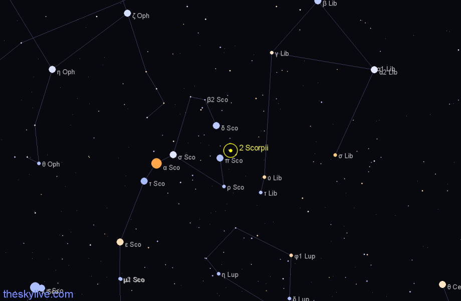 Finder chart 2 Scorpii star