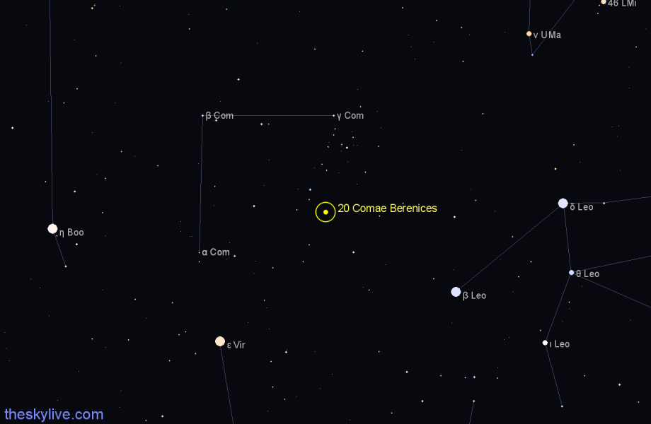 Finder chart 20 Comae Berenices star