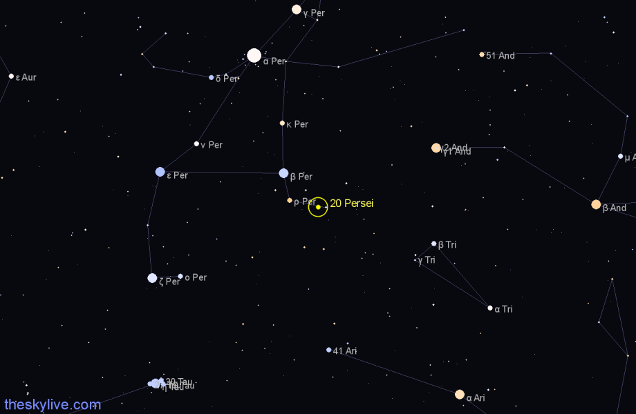 Finder chart 20 Persei star