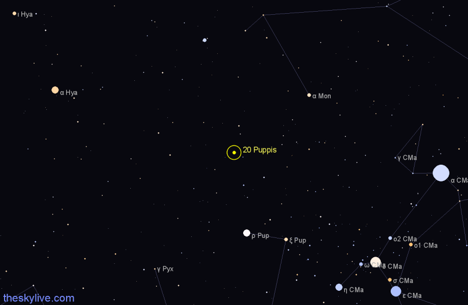 Finder chart 20 Puppis star
