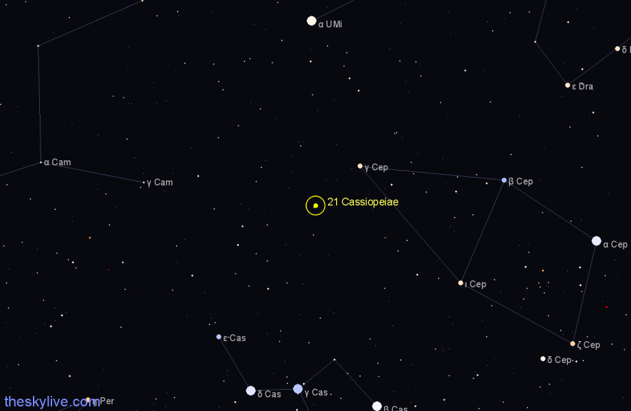Finder chart 21 Cassiopeiae star