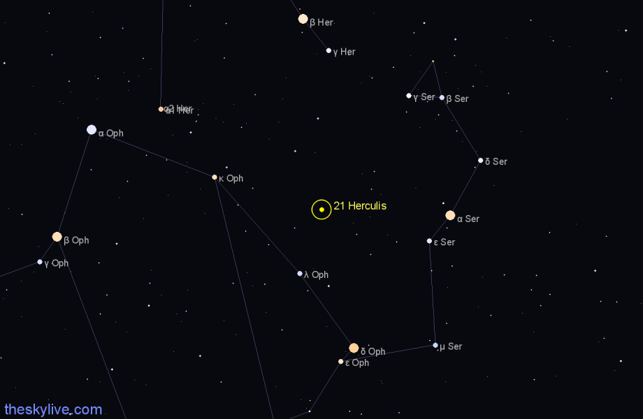 Finder chart 21 Herculis star