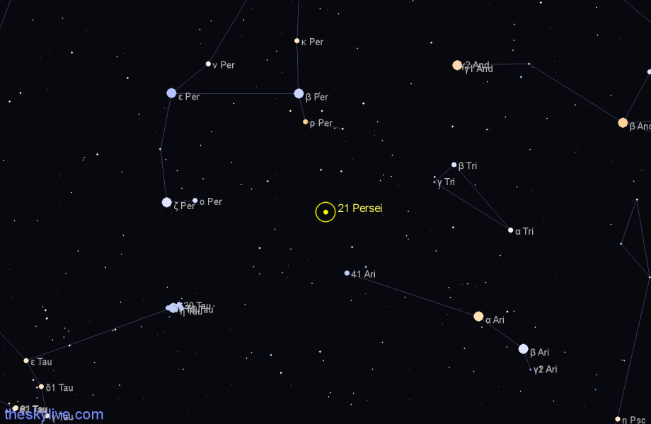 Finder chart 21 Persei star