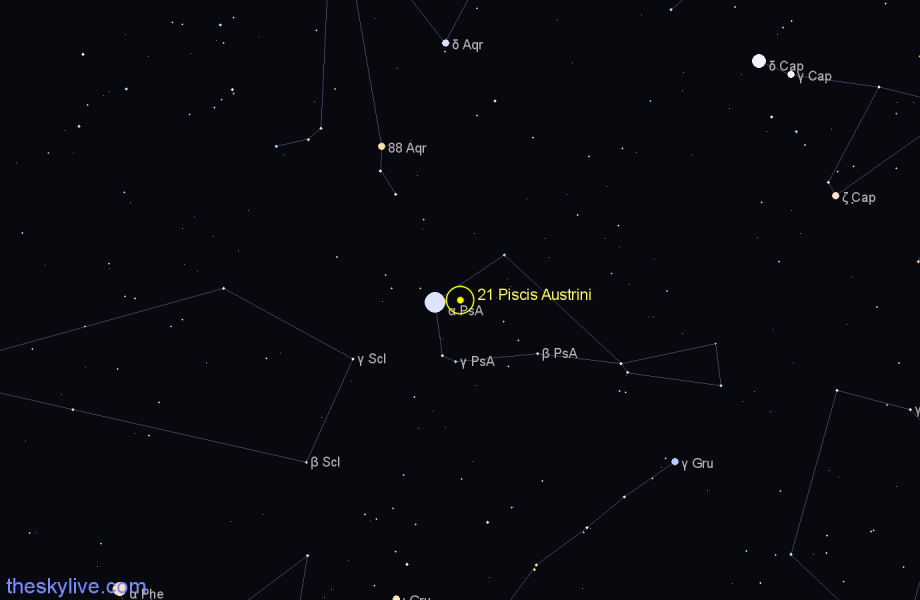 Finder chart 21 Piscis Austrini star