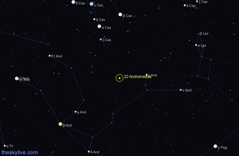 Finder chart 22 Andromedae star