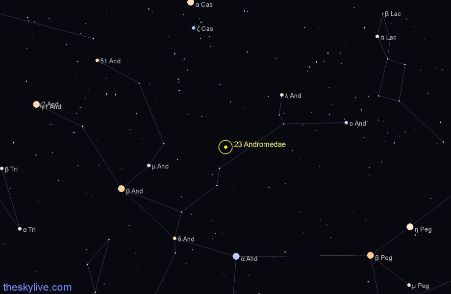 Finder chart 23 Andromedae star