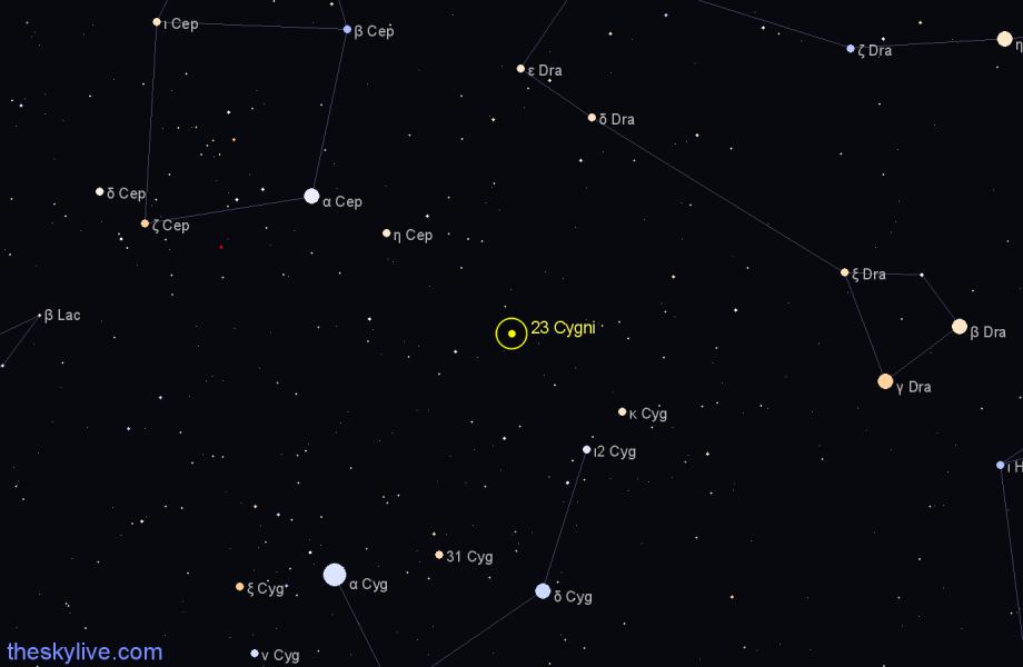 Finder chart 23 Cygni star