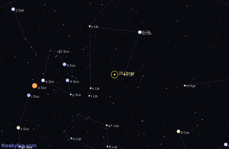 Finder chart 23 Librae star