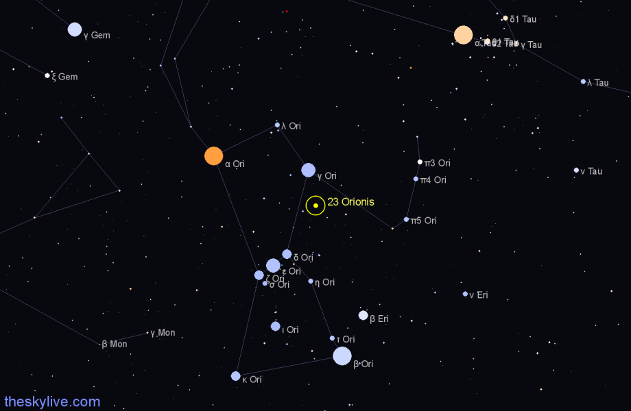 Finder chart 23 Orionis star