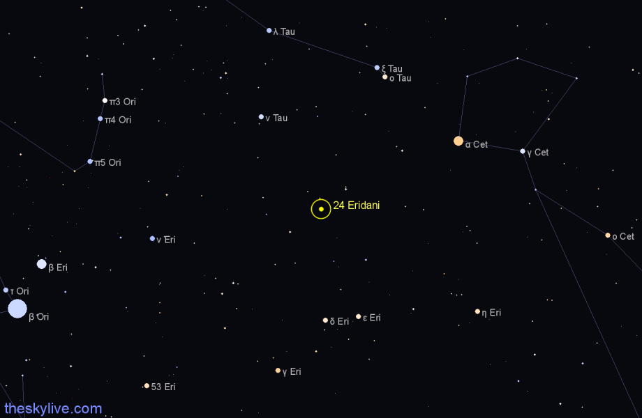 Finder chart 24 Eridani star