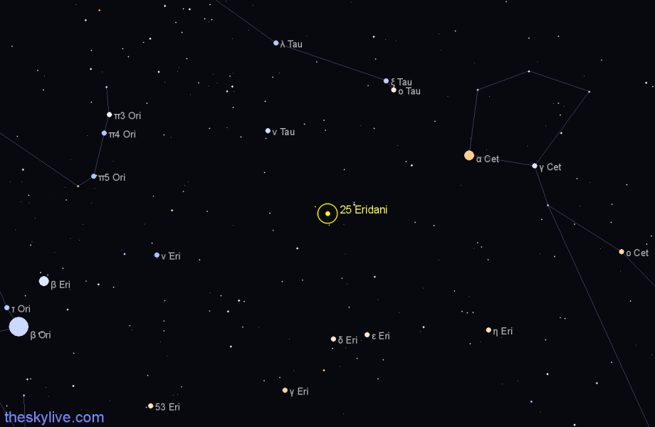 Finder chart 25 Eridani star