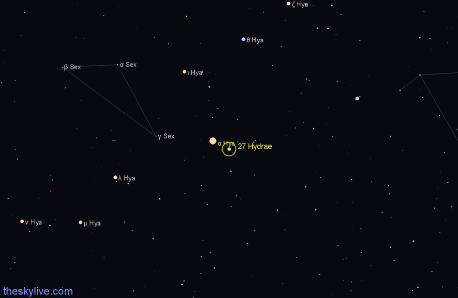 Finder chart 27 Hydrae star