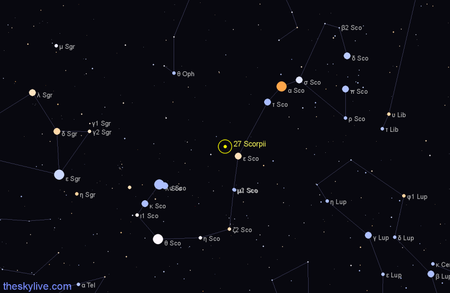 Finder chart 27 Scorpii star