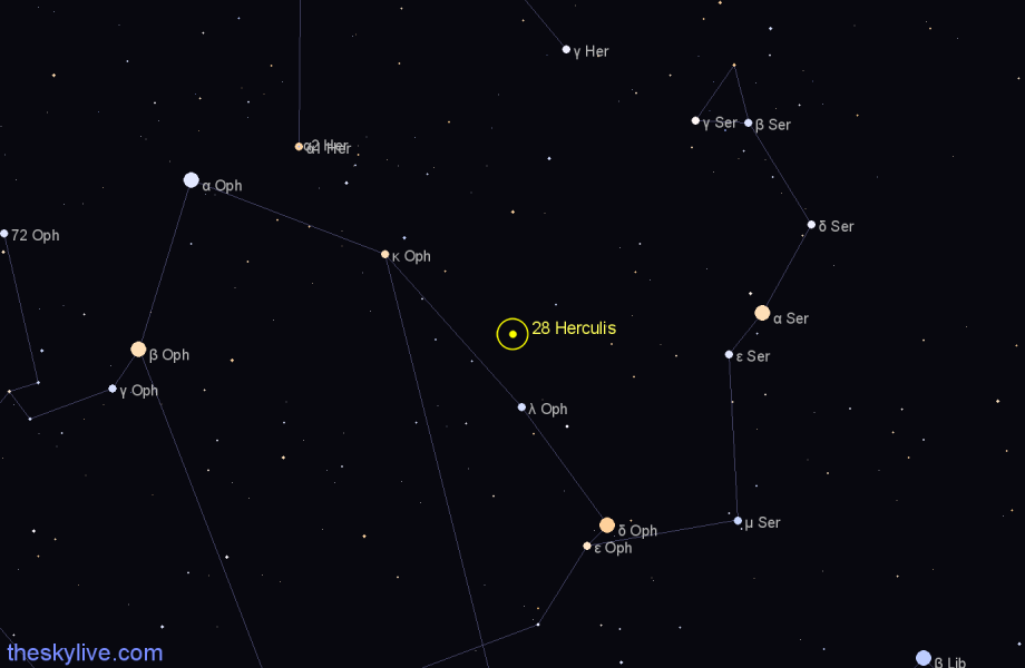 Finder chart 28 Herculis star