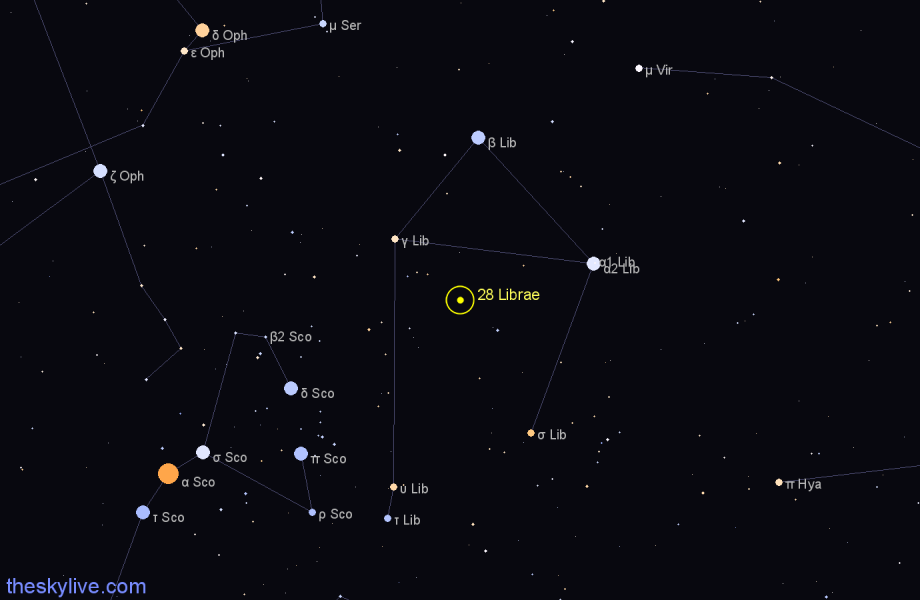 Finder chart 28 Librae star