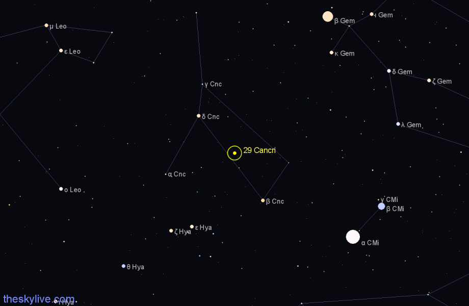 Finder chart 29 Cancri star