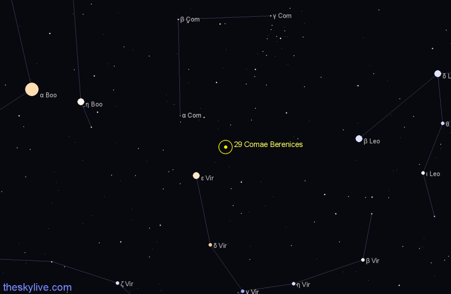 Finder chart 29 Comae Berenices star