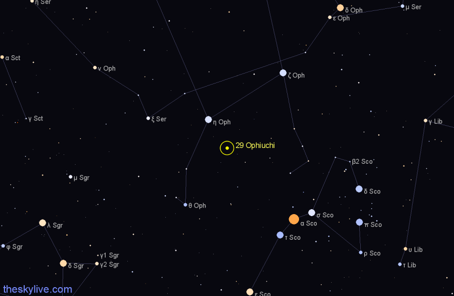 Finder chart 29 Ophiuchi star