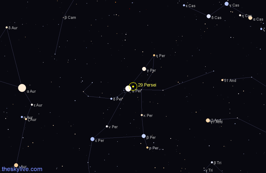 Finder chart 29 Persei star