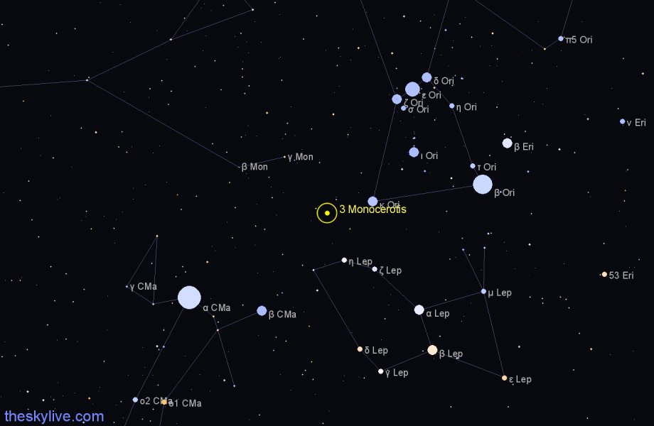 Finder chart 3 Monocerotis star